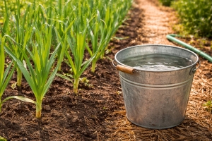 Спасаем желтеющий чеснок только так: 1 ложка в воду — и зелень стоит стеной, а головки вырастают крупные