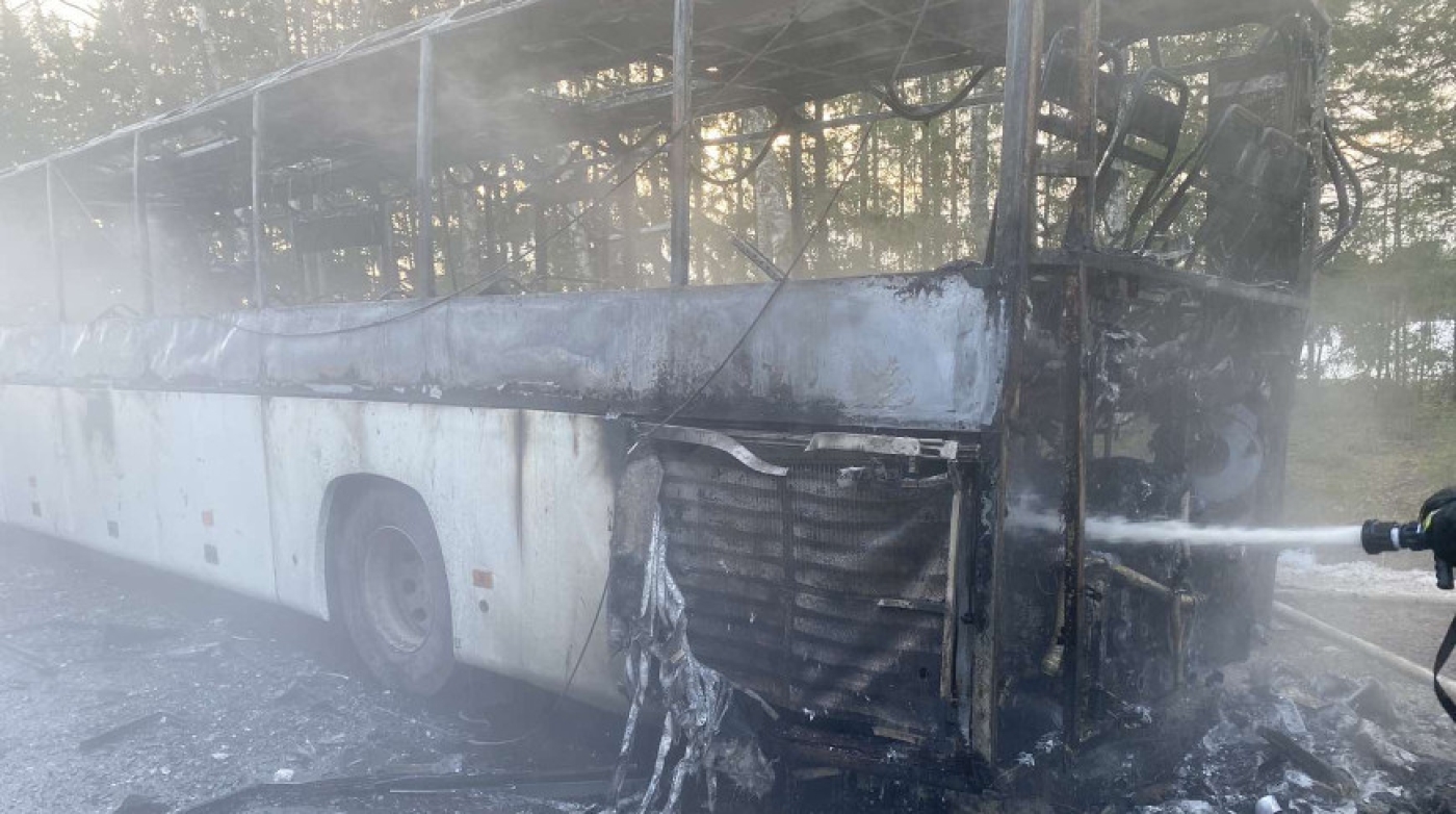 В Дрибинском районе загорелся рейсовый автобус