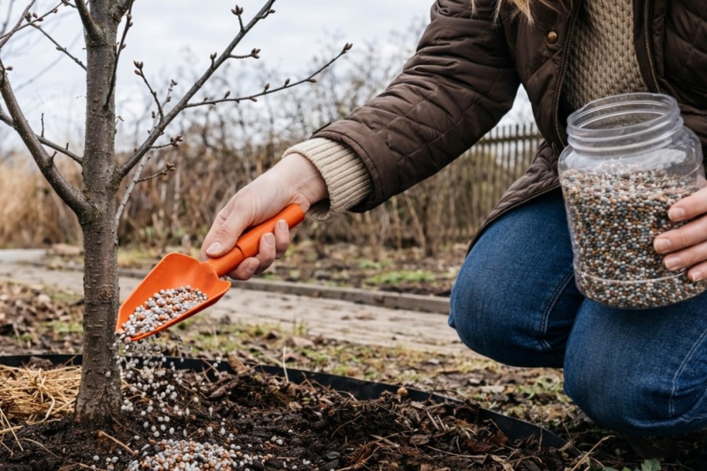 1 стакан под вишню и сливу после схода снега — и они плодоносящие рекордсмены: ягоды крупные, сладкие, завязи не осыпаются