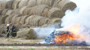 В Пуховичском районе огонь уничтожил 10 тонн соломы